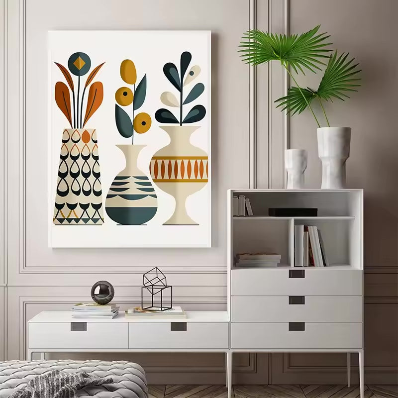 Mid Century Modern Scandi Style Vases Posters and Prints Canvas Printing Wall Art Picture for Dining Room Home Decora Gifts