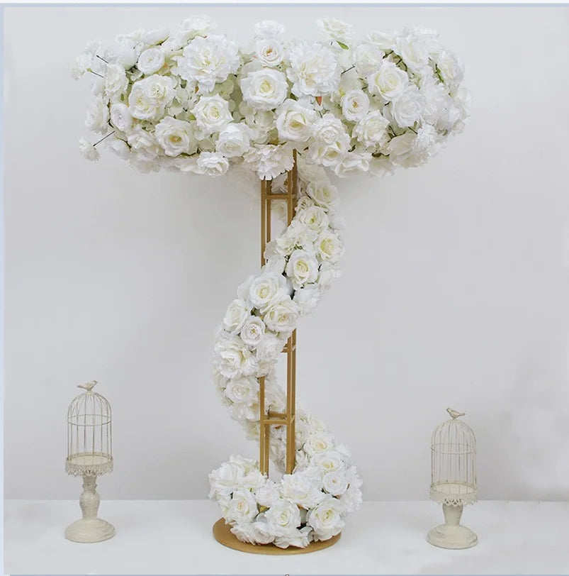 6pcs wholesale wedding stage electroplating gold flower stand 100cm wedding centerpieces decorative ornaments road lead